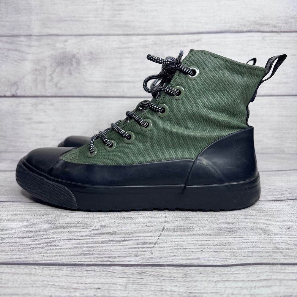 Hunter Olive Green Black High Top Sneaker Boots Womens 7.5 Mens 5.5 - Picture 3 of 7